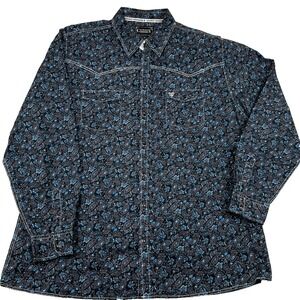 Cowboy Hardware Western Shirt Men 2XL Multicolor Paisley Cotton Pearl Snap Ranch